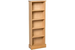 Hallowood Furniture Waverly Oak DVD Storage Cabinet, 5-Tier Solid Wooden DVD Rack, Holds 120 DVDs or CD, Media CD Shelf Unit, Light Oak Furniture for Living Room or Hallway