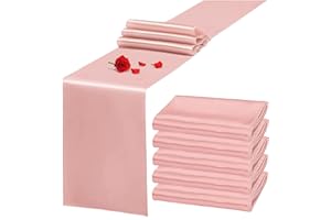 Lumaycens 5 Pack Satin Table Runner Rose Gold 12x108 Inch Silk Table Runner for Rectangle Round Tables Wedding Party Birthday Banquet Engagements Table Decoration
