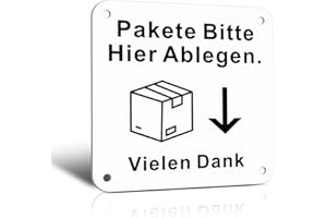 ‎TAKULA TAKULA 10 * 10CM Paketbox Schild-Pakete Bitte Hier Ablegen,Paketbox Aufkleber mit Pfeil,Reflektierendes Metallschild Aufkleber Paketbox Symbol