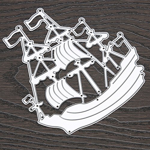 Amazingdeal365 Segelschiff Metall Form Schablonen Schneiden DIY Dekor Sammelalbum Karten Buchzeichen Lesezeichen als Geschenk für Freunde Geburtstag Kinder,Kindergarten Hobby Schule Handarbeit Unterricht usw. Ein tolles Geschenk! - 7