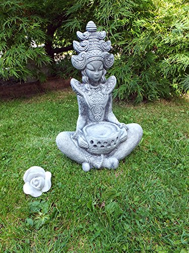 Stein BUDDHA Feng-Shui Steinfigur massiv Skulptur Garten Deko Frostfrei H-42 cm KOI massiver Steinguss - 2