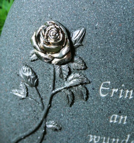 Grabherz mit Rose und Aufschrift, anthrazit - 2