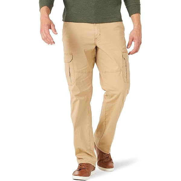 Wrangler Men's Authentics Fleece Lined Cargo Pant, British Khaki Twill, 32W x 34L