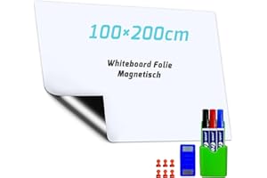 SAMNISOO Tableau Blanc Magnétique, Tableau Magnétique Autocollant, Tableau Blanc Effacable Magnetique, Matériau PET Ecologique, Adsorption Magnétique, pour l’école/Bureau/Maison (100×200cm)