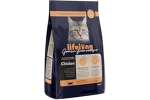 Marca Amazon - Lifelong - Alimento seco para gatos sénior con pollo fresco, receta sin cereales, 3kg