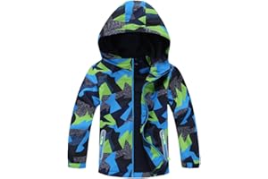 YoungSoul Manteaux Imperméables Garçon Blouson Coupe Vent Veste de Pluie Légère Imprimée à Capuche