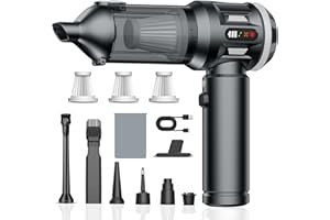 KEDIFOAI Handheld Vacuum Cleaner, 25000Pa Cordless Car Vacuum Cleaner, Portable Mini Hoover with Brushless Motor, 6000 mAh Battery, Mini Handheld Vacuum with LED Display, for Home, Car, Pet Hair (Black)