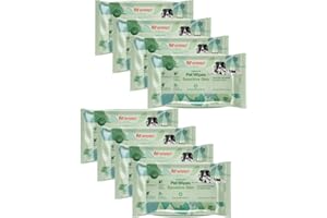 PET-INTEREST LOVE IN ACTION Lot de 8 lingettes de nettoyage sensibles bio (20 pièces) pour chiots et chatons – Parfait pour les pattes, les oreilles et les fesses – Lingettes naturelles