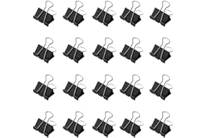 QIKAARA 50 Stück Foldback Klammern, 32 mm Schwarz, Papierklammern Metall Maul Klammer Büroklammern Stahlklammern Vielzweckklammern für Büro und Haushalt foldback clips clamps