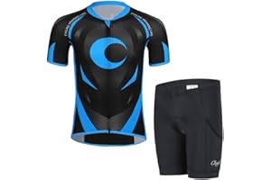 UNCLE LEE Traje De Ciclismo Niño Maillot De Ciclismo Niño (Bicicleta Camiseta Manga Corta + Pantalones con Asiento Acolchado)