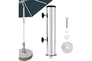 HOIIME Parasol de jardin - Tubes universels - Avec 3 anneaux de réduction (48/38/32 mm) - Pour plaque de fer en granit, sol de parasol, plaque de ciment