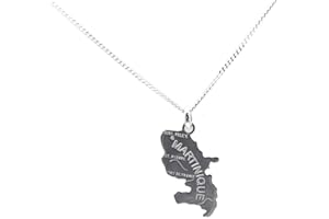 ASCALIDO Pendentif carte MARTINIQUE en argent massif 925 neuf avec chaine pour homme 50cm avec boite coffret cadeau