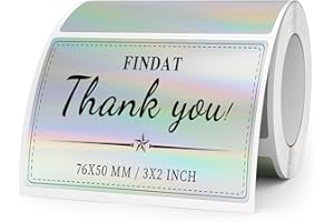 ‎FINDAT FINDAT Silber Laser Thermo-Etiketten 76 x 50 mm Vinyl Rolle Selbstklebend Holographische Thermo-Aufkleber Wasserdichtes Rechteck Drucker Etiketten für Büro DIY Design Barcode Versand 200 Stück