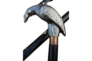 ANTIQUE HANDICRAFT HUB Antique Solid Brass Raven Head Handle Style Walking Stick Wooden