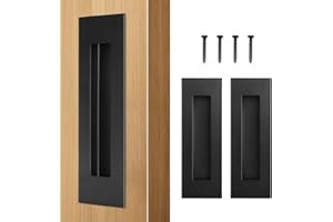 HBL' 2 Pack | 150MM Pocket Door Pull Handles, 304 Stainless Steel Sliding Barn Door Handle, Recessed Finger Pull for Closet Door and Large Drawer, Black.