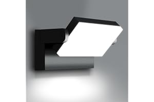ledmo 60W Appliqué Mural Extérieur/Intérieur 5000Lm Noir Applique Exterieur Led étanche IP65 6000K LED Projecteur Exterieur avec panneau LED pivotant à 360° pour Terrasse Entrée Jardin Garage