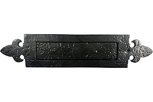 UAP Buzón de hierro fundido con diseño de flor de LYS, placa tradicional para puerta con apertura de 180°, buzón duradero, fácil de instalar (placa de letra Fleur de LYS)