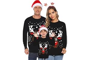 Jimmackey Pull Noel Famille Sweat Femme Homme Enfants Famille Longue Manches Tops Christmas Sweater Pulls De Noël Familles Col Rond Christmas Sweat-Shirt Manche Longue Hiver Chaud