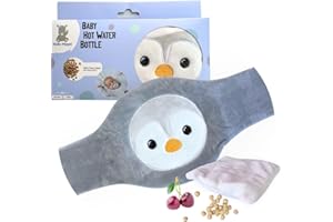 Hello Hippo - Cherry Stone Baby Heat Belt - Microwavable & Oven-Safe Anti-Colic Warming Belt, Hypoallergenic and Machine Washable (Penguin)