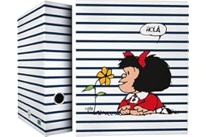 Grafoplás 88172613 Colección Mafalda Carpeta de 4 Anillas Mixtas 40mm, Multicolor, A4
