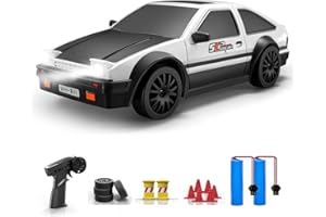 ACAMMZAR Voiture Télécommandée Drift, 1:24 20KM/H 4WD Voiture Télécommandée Tout Terrain Enfant Adulte, RC Drift Car pour Les Garcon de 5 6 7 8 9 10 Ans, avec lumières LED, Deux Piles, Blanc et Noir