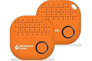 musegear Schlüsselfinder mit Bluetooth App aus Deutschland I Maximaler Datenschutz I orange 2er Pack I Für iOS & Android I Schlüssel Finden