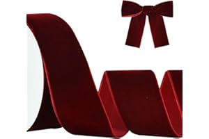 RIBBOOO Wein Red Samt Band 5cm x 10yds, Vintage Samt Bänder für Weihnachten, Kranz Bögen Dekoration Handwerk Geschenkverpackung, Valentinstag Bouquet Verpackung
