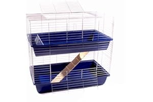 XXL-ZOO Hasenkäfig Kaninchen Meerschweinchen Nagerkäfig Kleintier 2 Ebenen 1m Doppel blau