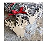 Material: Holz Lalang 10 PCS Weihnachtsdekoration Holz Ornamente Weihnachten hängen Anhänger Dekoration Geschenke für Weihnachtsbaum, Fenster, Wand, Zimmer (Hirschkopf)