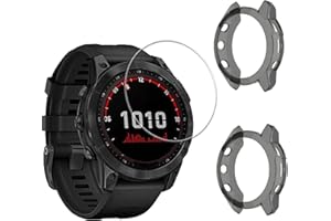 MWOOT Zestaw ochraniaczy kompatybilny ze smartwatchem Garmin Fenix 7X, 4 szt. ochraniaczy ekranu ze szkła hartowanego i 2 szt. etui do ochrony zegarka, odporne na zarysowania zestawy akcesoriów