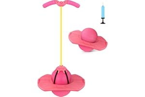 Super-Life Pogo Jumper with Handle and Ball Pump, High Jump Toy Bounce Jump Trick Board Safe and Fun Pogo Stick for Kids Boys Girls and Adults (Pink)