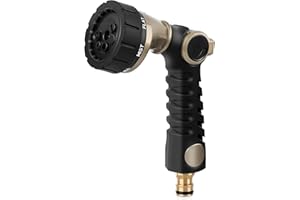 RESTMO Gartenbrause Metall Heavy Duty, Robuste Garten Wasserspritze zum Reinigen und Bewässern, Hochdruck Gartenschlauch Düse 7 Muster für Garten Bewässerung, Autowaschen