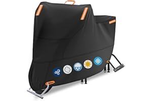 RELEDESA Housse Moto Exterieur 600D imperméable pour Rangement extérieur, Bache de Protection Moto Oxford avec 4 Bandes réfléchissantes, 2 Trous de Verrouillage, 2 Boucles Coupe-Vent (4XL: 280 x 85 x 140 cm)