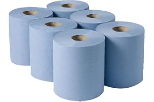 VALUE PLUS Ansim Embossed Cheap Cleaning Paper Hand Towel Tissue Kitchen Rolls, Blue (Pack of 6)
