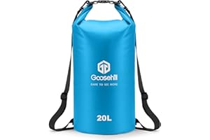 Goosehill Waterproof Dry Bag, 5L 10L 20L Roll Top Dry Sack with 2 Detachable Straps, Waterproof Bag for Boating Hiking Camping Kayaking Canoeing Swimming Snowboarding Paddle Board
