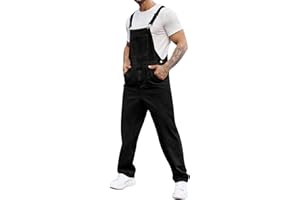 Runcati Herren Denim Latzoverall Jeans Strampler Hose Verstellbarer Riemen Arbeitskleidung Slim Fit Jumpsuit