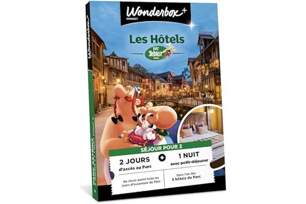 Wonderbox Connect - Coffret Cadeau - Parc Astérix - 2 Jours Et Séjour pour 2-2 entrées pour 2 Jours - 1 Nuit avec Petit-déjeuner dans l'un des 3 hôtels du Parc - Validité 27 Mois