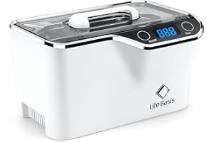 ‎LIFEBASIS LifeBasis Ultraschallreinigungsgerät 600ml – Digitaler Brillenreiniger mit 5 Modi & LED-Timer, 50W Ultraschallgerät inkl. Korb & Uhrenhalter für Schmuck, Zahnersatz, Brillen, Uhren