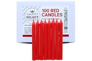 Culpitt Select Red Birthday Candles, Pack of 100, 51mm Bright Red Celebration Cake Candles for Party, Birthday, Treats