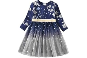 DXTON Vestito da Ragazza Vestito Casual Festa Maniche Lunghe Tulle Principessa Unicorno Ragazze 2-8 Anni