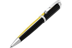 Xezo Stylo bille Visionary en laiton et aluminium, pointe moyenne. laque jaune speed et noire. Édition limitée à 500 exemplaires. Palette de couleurs Art déco classique et rétro-futuriste