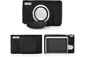 MUZIRI KINOKOO Tasche für Canon SX740 HS Kamera, Weiche Silikon Schutzhülle für Canon PowerShot SX740/SX730 HS Kamera- Kratzfeste SX740 Abdeckung mit Abnehmbarer Objektivabdeckung - Schwarz