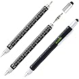 Shulaner 6 in 1 Tech Tool Ballpoint Pen with Ruler, Spirit Level, Stylus, Flat-Head and Phillips Screwdriver, Multifunction Tool Pen for Men Father Him- Black