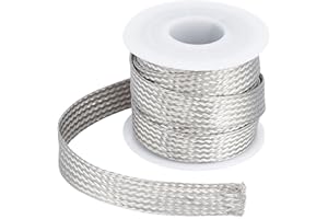UNICRAFTALE 304 funda de Cable Trenzado Expandible de Acero Inoxidable para Tejer Cinta de Red Escalable Funda de Cable Plano Protector de Cable Tubo de Telar para Proteger el Cable 4 m/Rollo