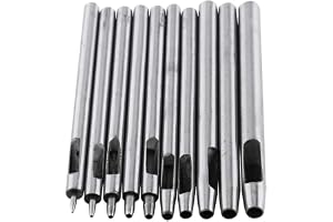 10Pcs Leather Hole Punch Set, Metal Leather Puncher Kit Hollow Craft Tool for Leather Belt Watch Band Gasket, 0.5-5mm