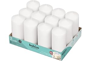 Bolsius Grundljus för dekoration, vax, vit, enkelstorlek: h 11,8 cm Ø 5,8 cm, 12 st