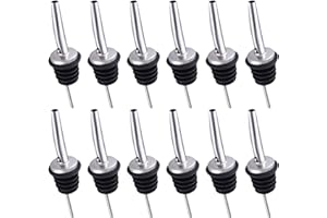 SLFYEE 12 Piezas Vertedor de Acero Inoxidable para Botellas Vertedores de Adaptarse Cualquier Botella Vertedores Espíritu Adapta a Cualquier Botella para Aguardiente Whisky Bebidas o Vinagre Aceite