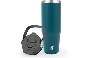 Riley Joy 2.0 Trinkflasche Edelstahl 1L Thermobecher mit Strohhalm und Henkel - Spülmaschinenfest - Auslaufsicherer Kaffeebecher to Go - Blau