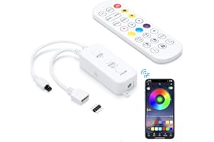 Sunity Controlador de Tiras LED Bluetooth con Sincronización de Música y Control de APP para Reemplazar o Actualizar su Antiguo Controlador de Tiras LED para Tiras LED RGB de 5V-24V