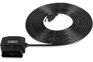 XMSJSIY Kabel zasilający OBD do kamery samochodowej, mini USB OBD2, kabel zasilający Hardwire kabel do ładowania z przyciskiem przełącznika, 24 godziny, nadzór - 3,5 m